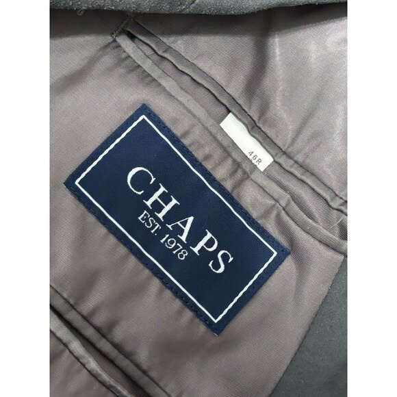 Chaps Men's Blazer Jacket Sz 46R Gray 2 Button Sport Coat Microfiber Polyester - Picture 4 of 6
